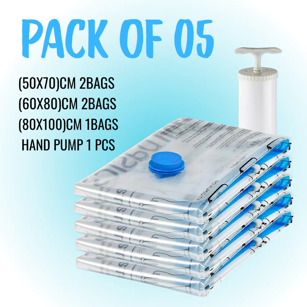 🌟 🔥 *PACK OF 5 – JUMBO VACUUM STORAGE BAGS + HAND PUMP* 🔥 🌟