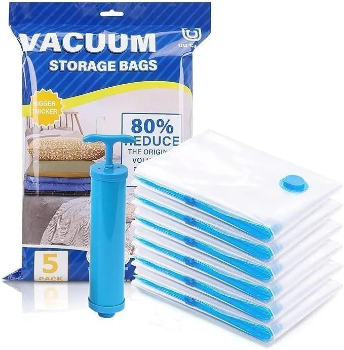 🌟 🔥 *PACK OF 5 – JUMBO VACUUM STORAGE BAGS + HAND PUMP* 🔥 🌟